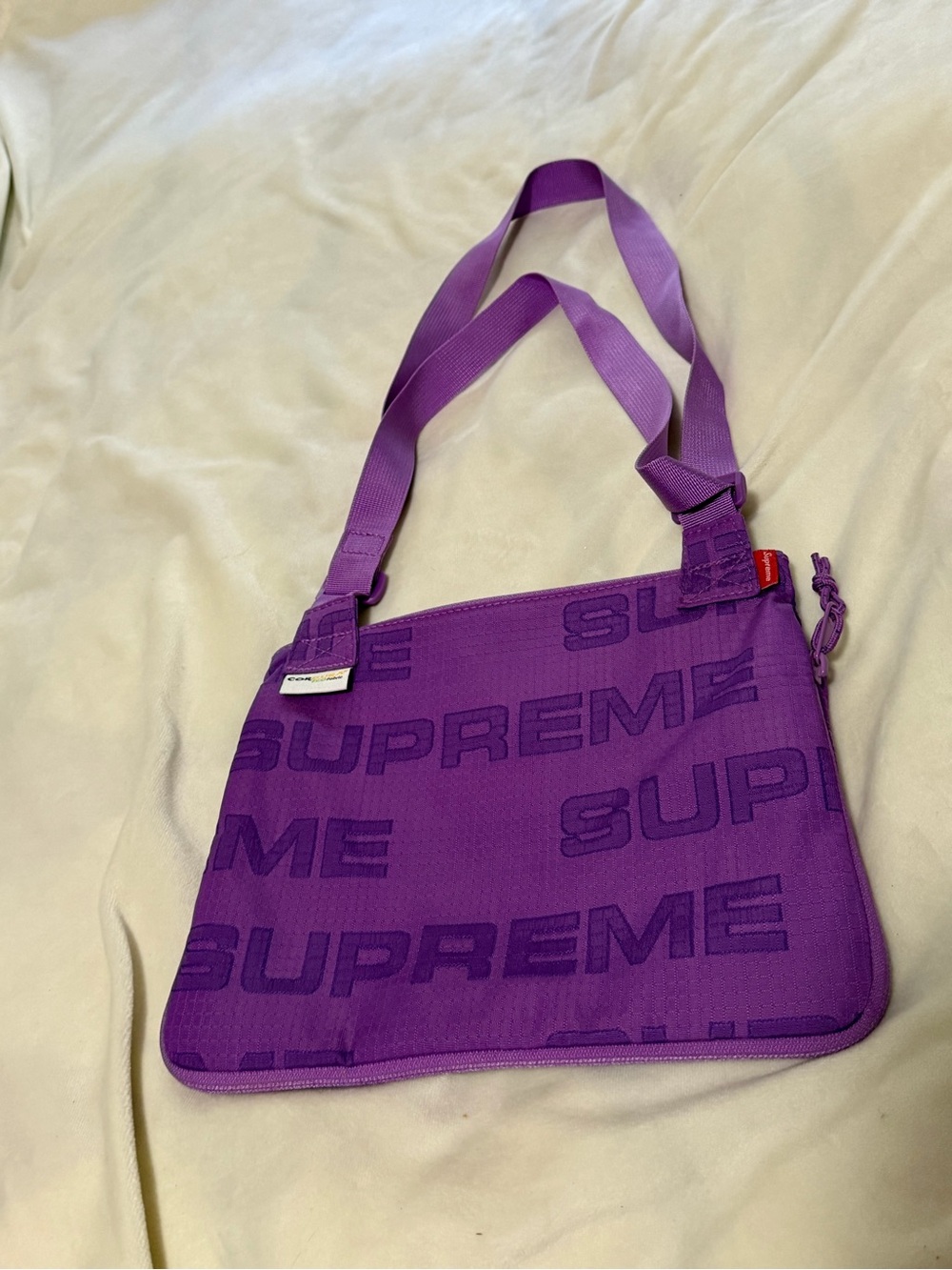 Supreme Side Purple Repeating Logo Crossbody Bag